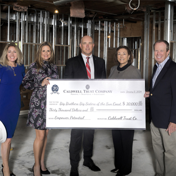 Argus Impact: Caldwell Trust Company Celebrates 30th Anniversary with a $30,000 Contribution  to Big Brothers Big Sisters of the Suncoast’s Empower Potential Campaign  in honor of the late Roland and Annette Caldwell